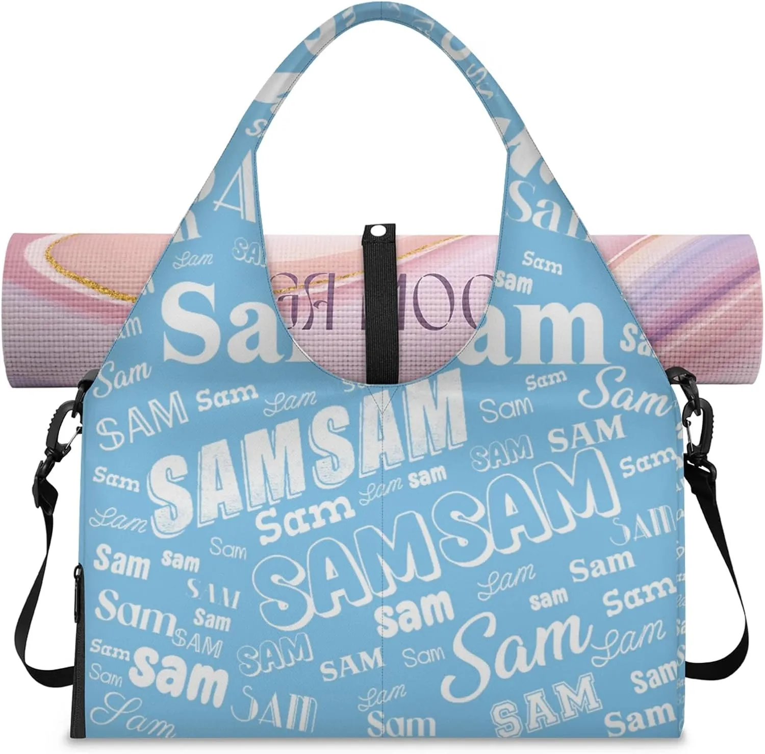Custom Yoga Mat Bag for Women Personalized Name Dance Duffle Weekender Overnight Bag