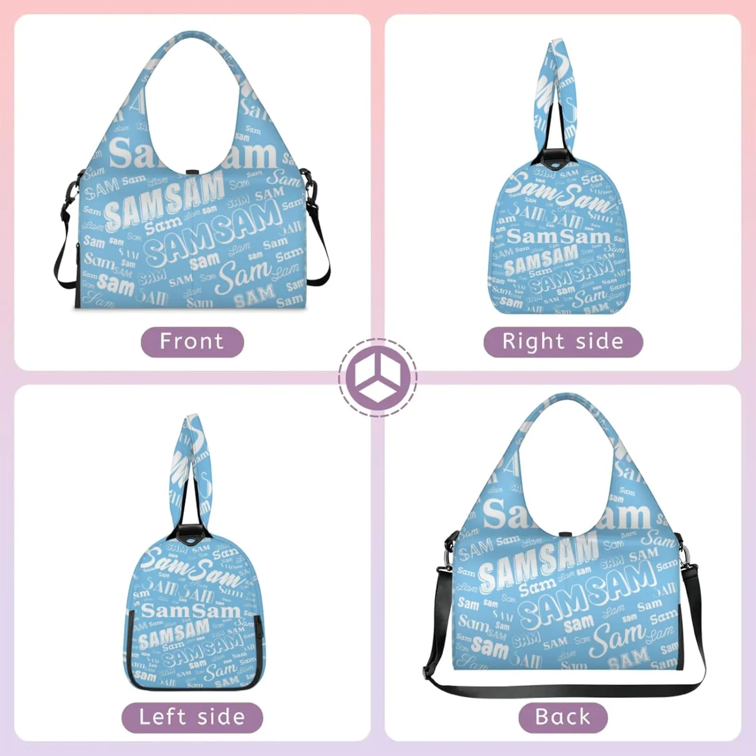 Custom Yoga Mat Bag for Women Personalized Name Dance Duffle Weekender Overnight Bag