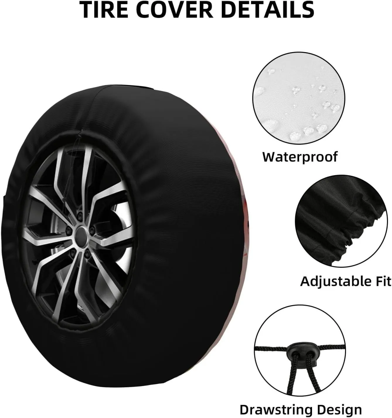 Cute Animal Tire Cover Outdoor Waterproof Snow Sun Rain Wheel Cover Portable Wheel Bags Camper Spare Tire Cover Universal Car Tire Protectors for Trailer RV SUV