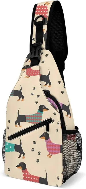 Cute Dogs Sling Backpack Men Womens Crossbody Backpack Chest Bag Cycling Daypack Travel Bag Casual Daypacks Outdoor Backpacks