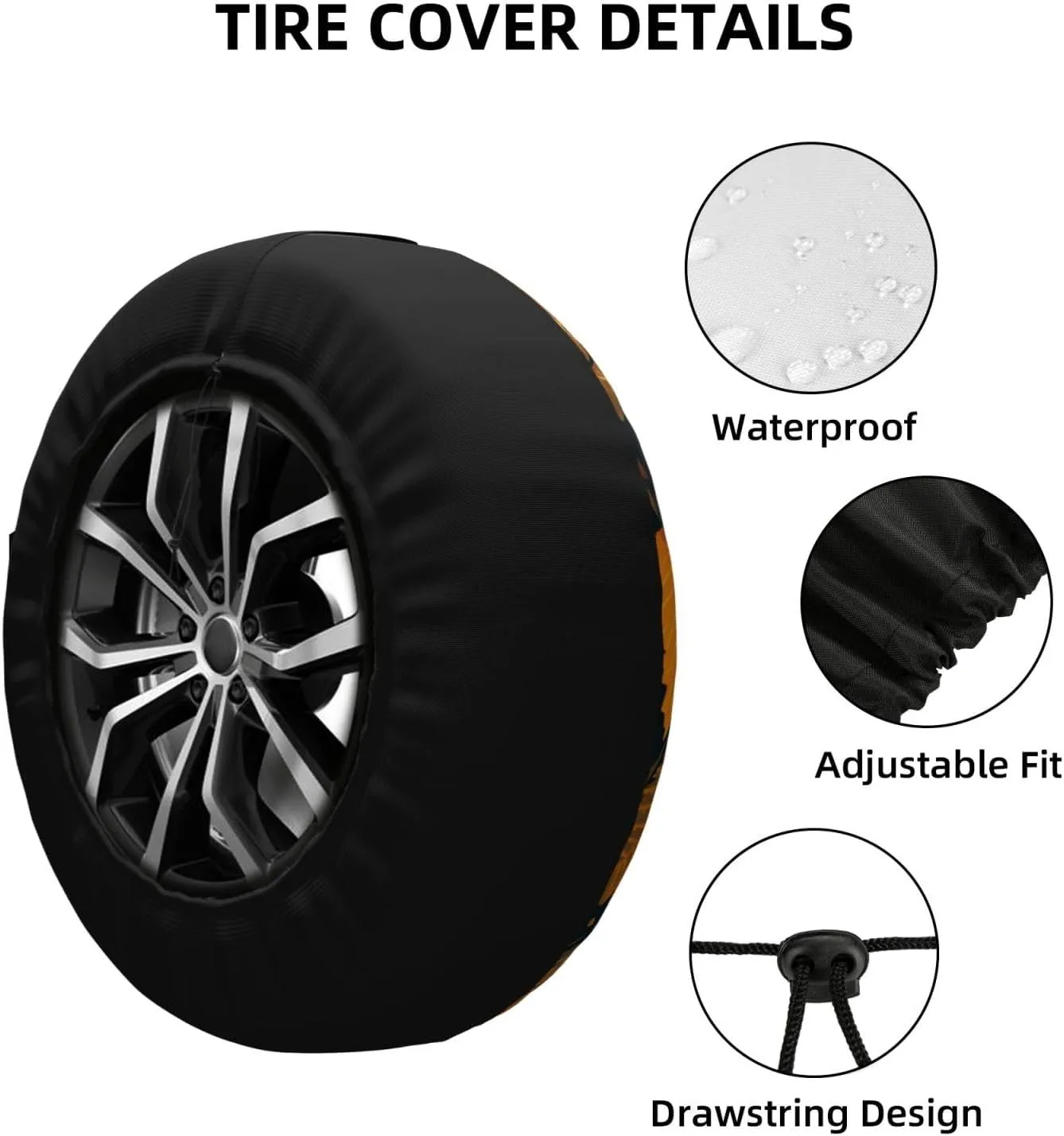 Cute Hedgehog Tire Cover Outdoor Waterproof Snow Sun Rain Wheel Cover Portable Wheel Bags Camper Spare Tire Cover Universal Car Tire Protectors for Trailer RV SUV
