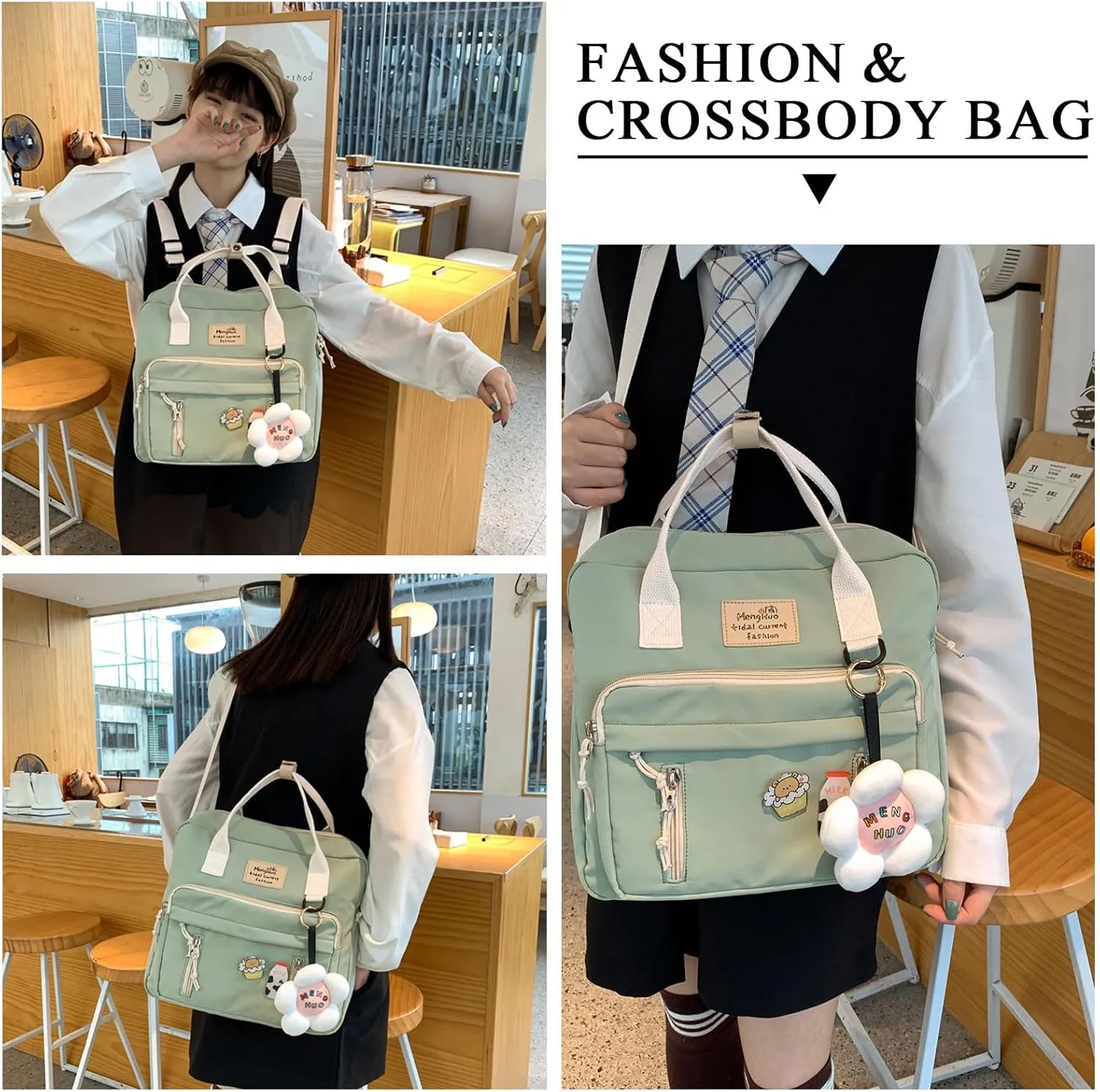 Cute Messenger Bag Y2K Kawaii Crossbody Bag Japanese Backpack Aesthetic Ita Bags with Kawaii Accessories
