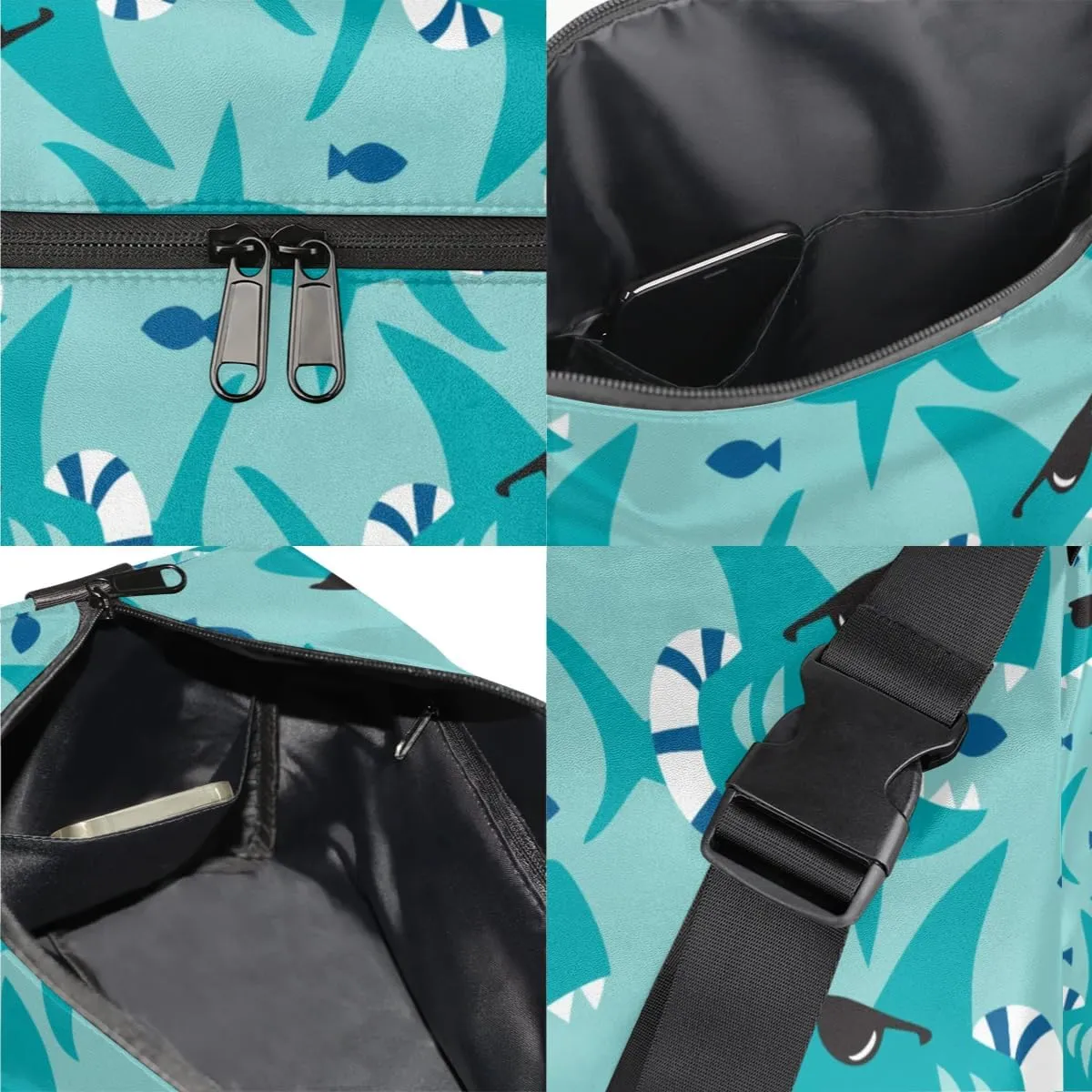 Cute Ocean Shark Small Gym Bag for Men Women Workout Sport Duffle Bag Waterproof Weekender Overnight Bag Lightweight Carry on Tote Bag Crossbody Shoulder Travel Bag for Swim Yoge Dance
