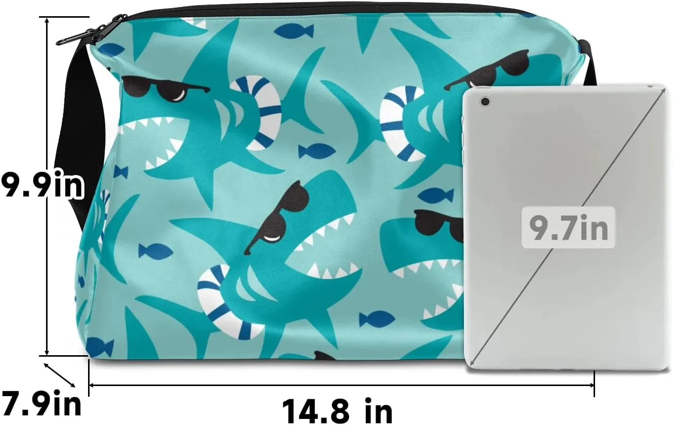 Cute Ocean Shark Small Gym Bag for Men Women Workout Sport Duffle Bag Waterproof Weekender Overnight Bag Lightweight Carry on Tote Bag Crossbody Shoulder Travel Bag for Swim Yoge Dance