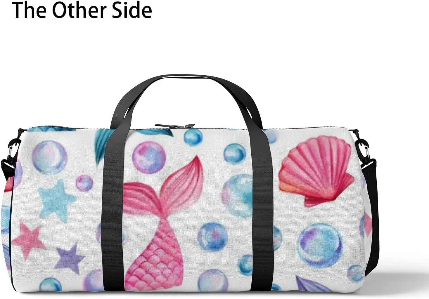 Cute Pink and Green Mermaid Tails Sports Bag Tote Bag Waterproof Gym Bag with Shoulder Strap Zipper 2 Side Pockets for Men and Women, Travel and Storage Shoulder Bag.