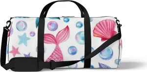 Cute Pink and Green Mermaid Tails Sports Bag Tote Bag Waterproof Gym Bag with Shoulder Strap Zipper 2 Side Pockets for Men and Women, Travel and Storage Shoulder Bag.