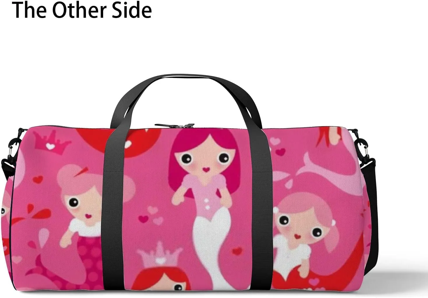 Cute Pink Red Mermaid Princess Girls Sports Bag Tote Bag Waterproof Gym Bag with Shoulder Strap Zipper 2 Side Pockets for Men and Women, Travel and Storage Shoulder Bag.