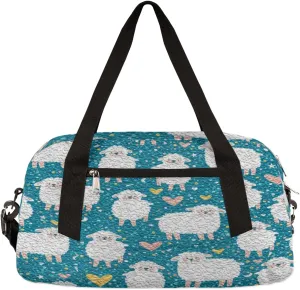Cute Sheep Heart Kids Duffel Bag for Girls Boys Teens, Sheep Oil Painting Dance Bag Overnight Small Duffel Bag Carry On Weekend Sports Gym Travel Bag for School Practice Gymnastics Ballet