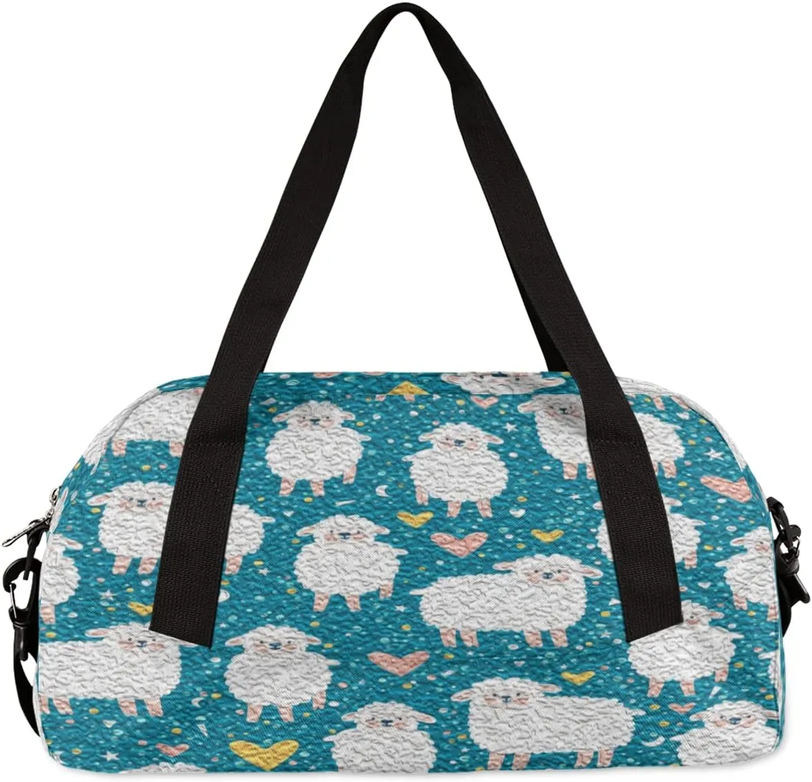 Cute Sheep Heart Kids Duffel Bag for Girls Boys Teens, Sheep Oil Painting Dance Bag Overnight Small Duffel Bag Carry On Weekend Sports Gym Travel Bag for School Practice Gymnastics Ballet