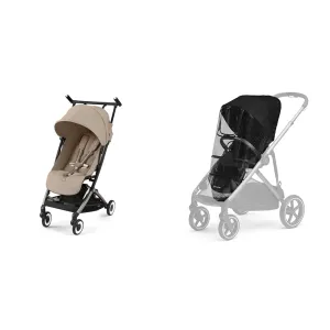 Cybex Libelle Lightweight Travel Baby Stroller and Gazelle S Rain Cover for Stroller