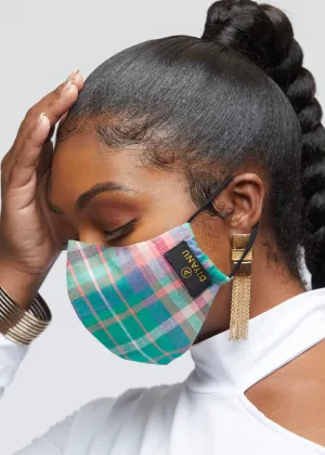Dabo 2 Layer Reusable Face Mask (Green Pink Plaid)-Clearance
