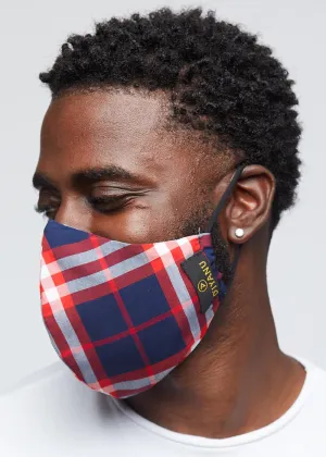 Dabo 2 Layer Reusable Face Mask (Navy Red Plaid)-Clearance