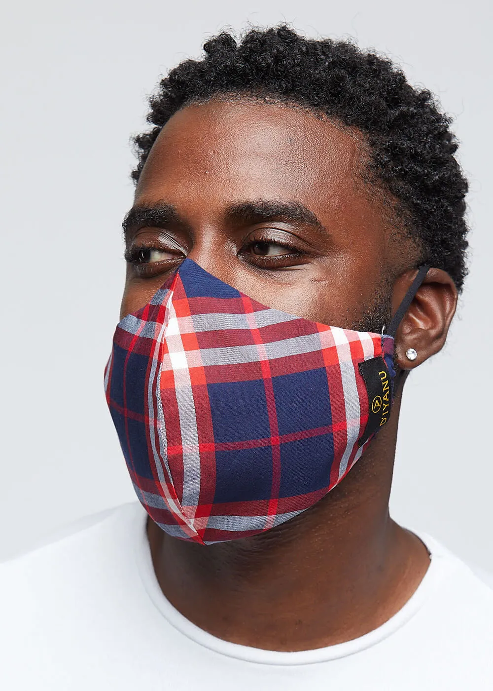 Dabo 2 Layer Reusable Face Mask (Navy Red Plaid)-Clearance