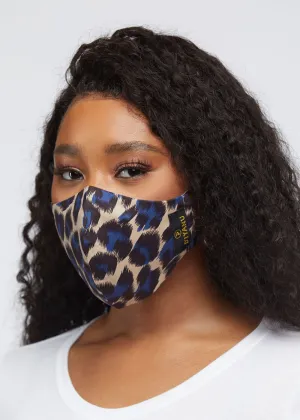 Dabo 2 Layer Reusable Face Mask (Tan Blue Cheetah)-Clearance
