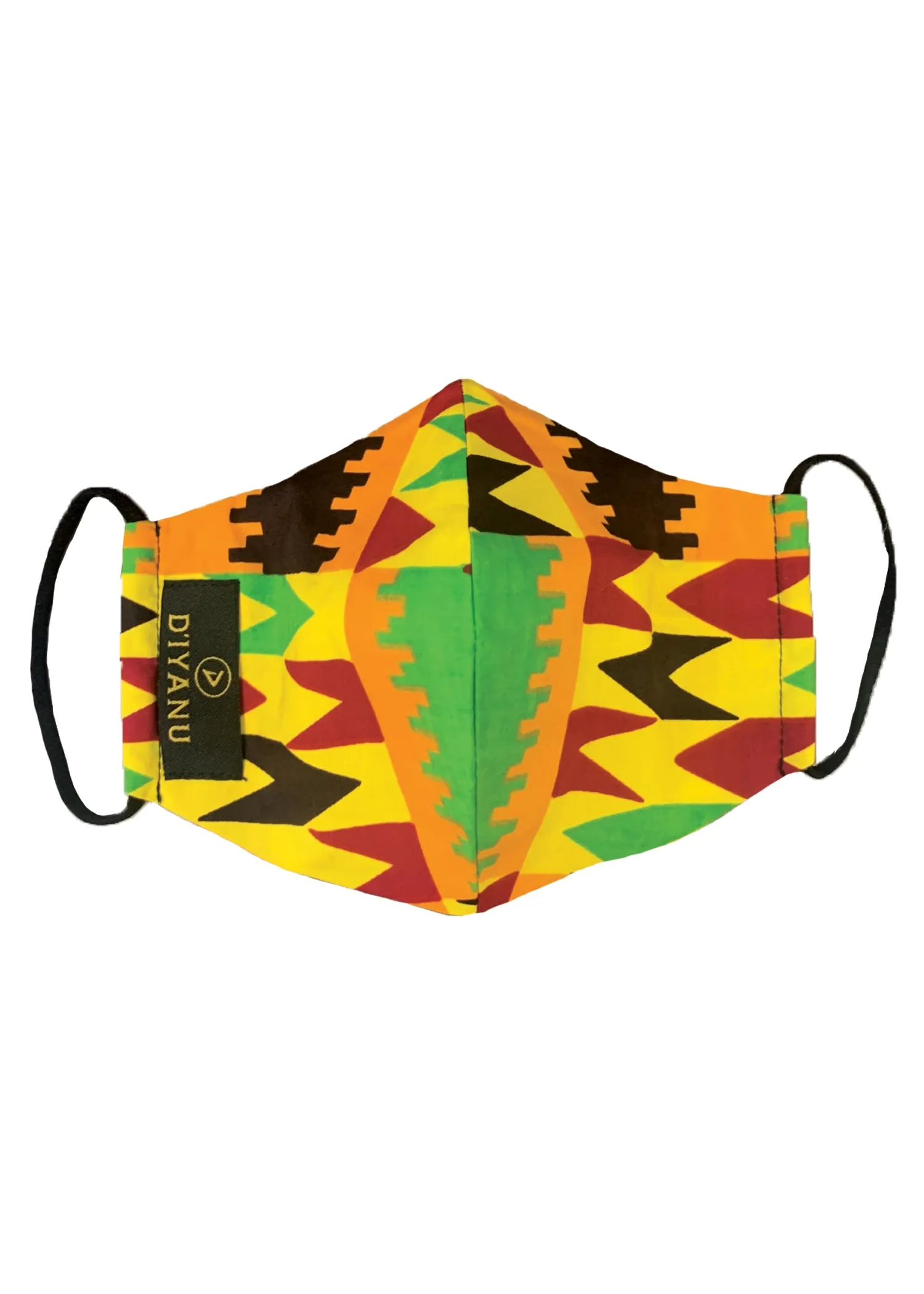 Dabo African Print 2 Layer Reusable Face Mask (Gold Maroon Kente)-Clearance