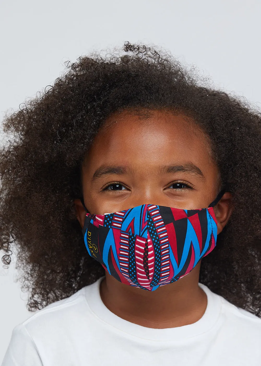 Dabo African Print 2 Layer Reusable Face Mask (Magenta Blue Kente)-Clearance