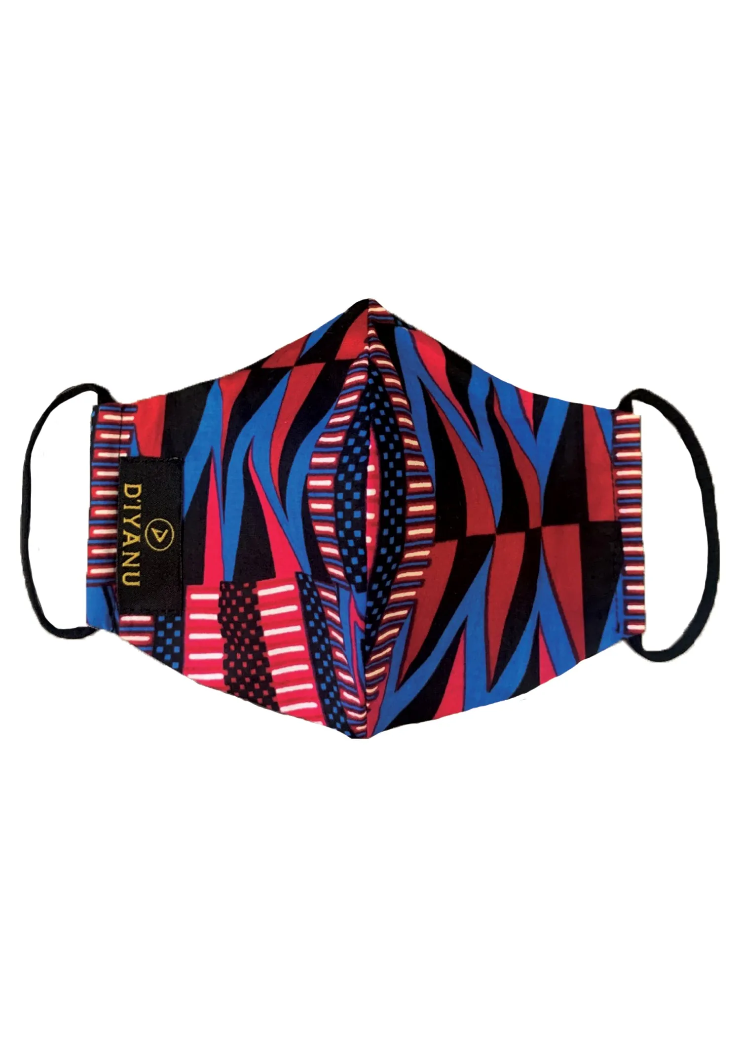 Dabo African Print 2 Layer Reusable Face Mask (Magenta Blue Kente)-Clearance