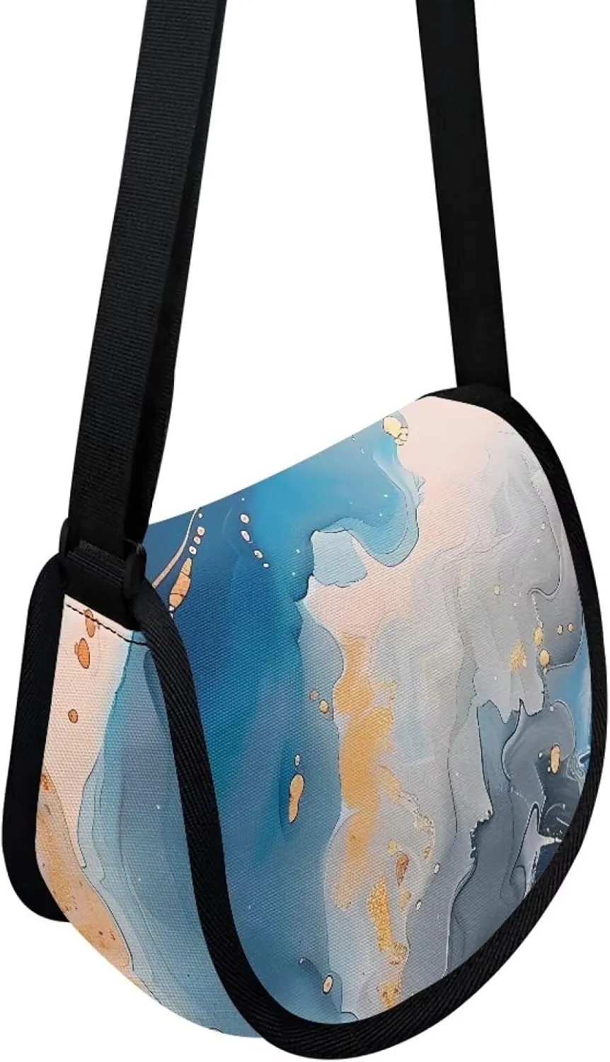 Dahlia Flower Women Cross Body Bag, Winter Forest Casual Shoulder Bag, Gothic Rose Satchel Messenger Bags with Strap