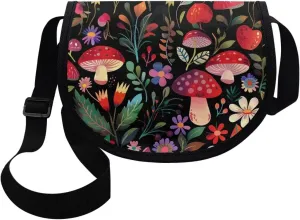 Dahlia Flower Women Cross Body Bag, Winter Forest Casual Shoulder Bag, Gothic Rose Satchel Messenger Bags with Strap