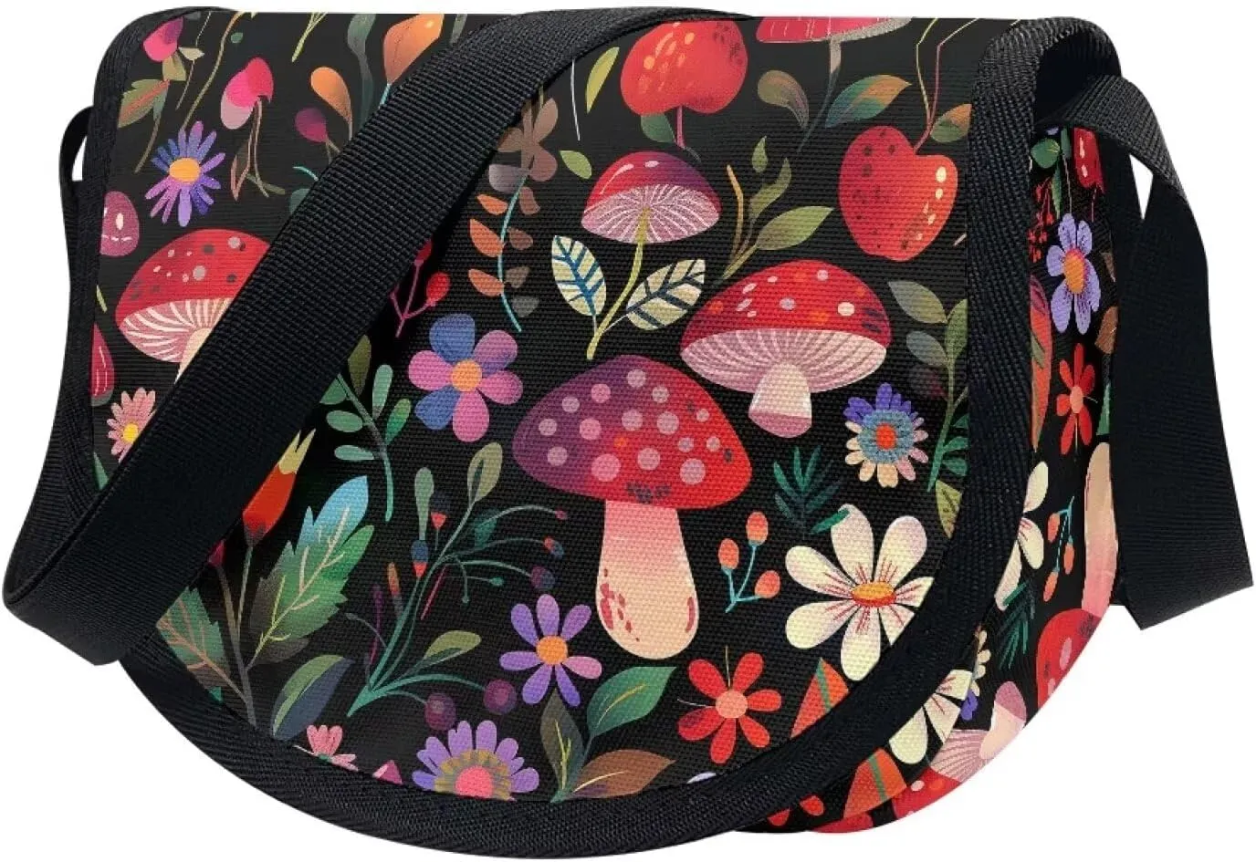 Dahlia Flower Women Cross Body Bag, Winter Forest Casual Shoulder Bag, Gothic Rose Satchel Messenger Bags with Strap