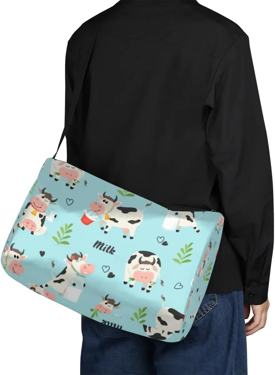 Dairy Cow Theme Small Gym Bag for Men Women Workout Sport Duffle Bag Waterproof Weekender Overnight Bag Lightweight Carry on Tote Bag Crossbody Shoulder Travel Bag for Swim Yoge Dance