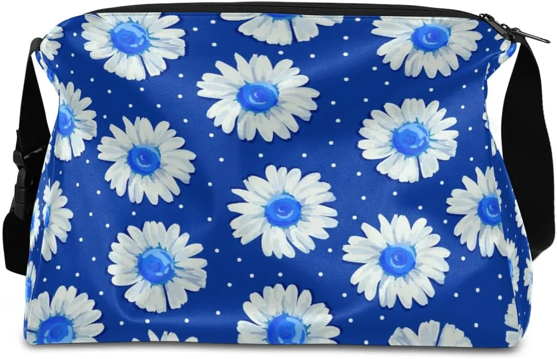 Daisy Flowers Print Small Gym Bag for Men Women Workout Sport Duffle Bag Waterproof Weekender Overnight Bag Lightweight Carry on Tote Bag Crossbody Shoulder Travel Bag for Swim Yoge Dance