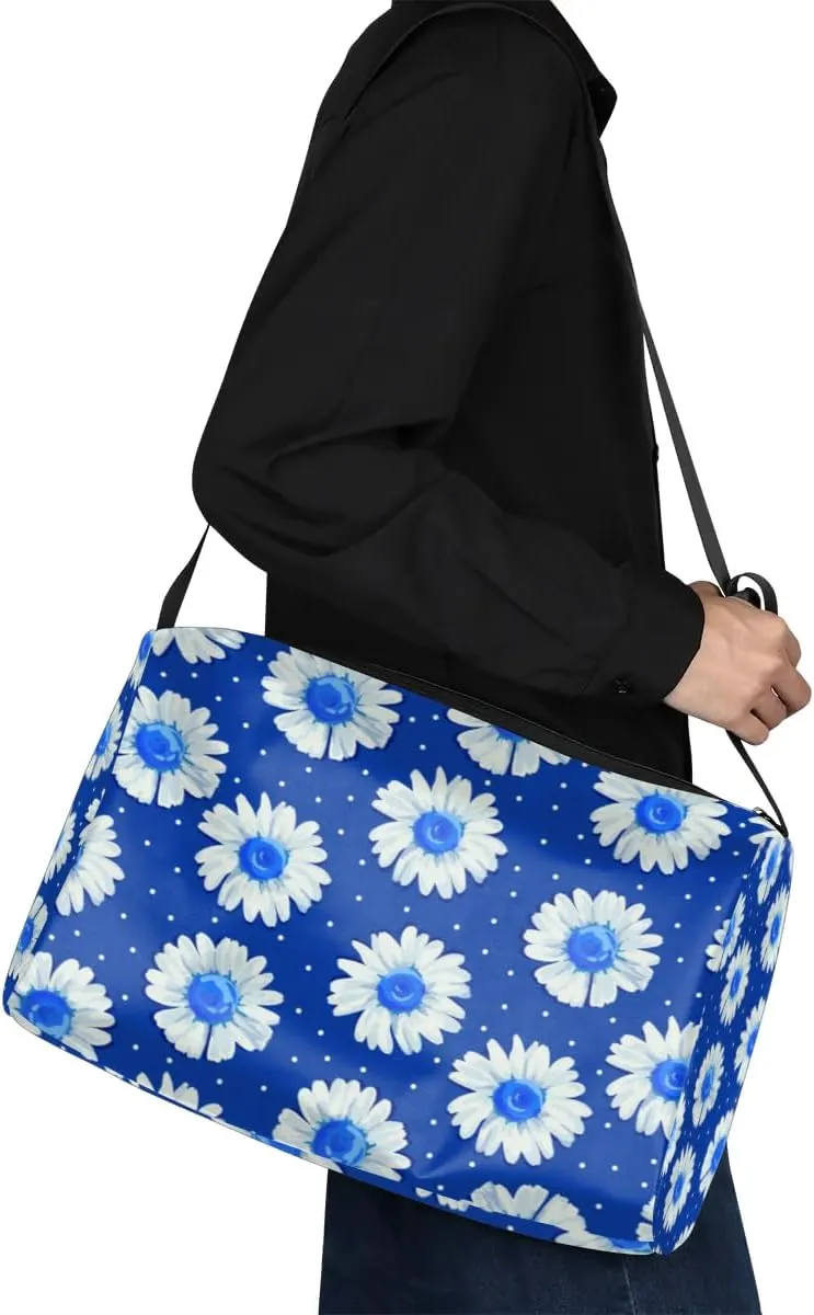 Daisy Flowers Print Small Gym Bag for Men Women Workout Sport Duffle Bag Waterproof Weekender Overnight Bag Lightweight Carry on Tote Bag Crossbody Shoulder Travel Bag for Swim Yoge Dance