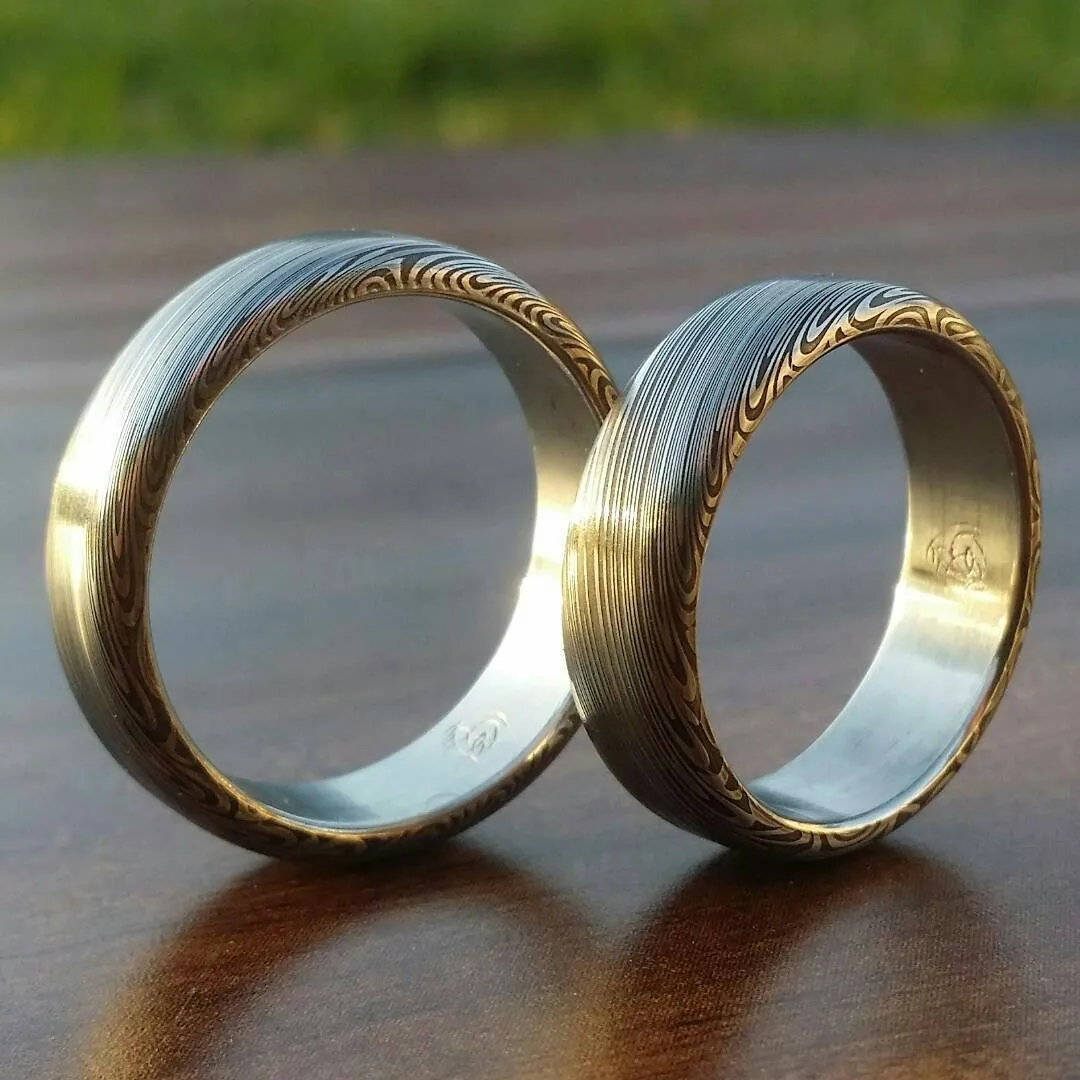 Damascus ring Stainless steel Damascus "LEAF" Customizable ring Light/ medium color etch. Damascus steel ring Damascus steel 8mm mens rings