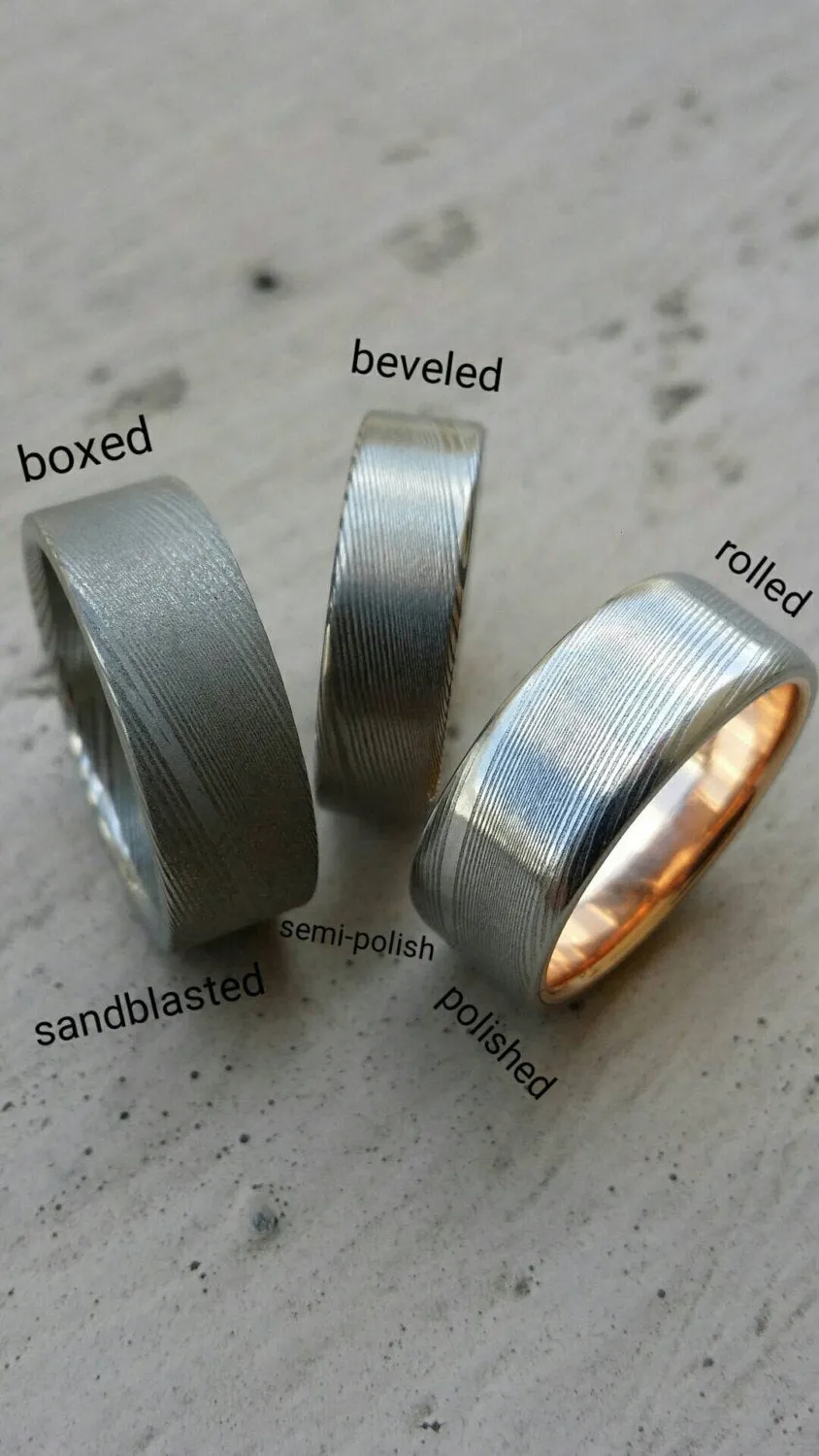 Damascus ring Stainless steel Damascus "WOODGRAIN" Customizable ring! Med /light color etch damascus steel ring