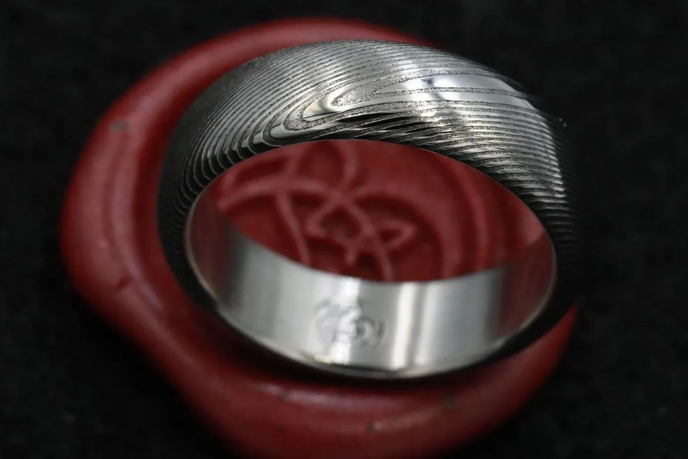 Damascus ring steel Damasteel"WOODGRAIN" Customizable ring! Med /light color etch damascus steel ring wooden ring woodgrain ring