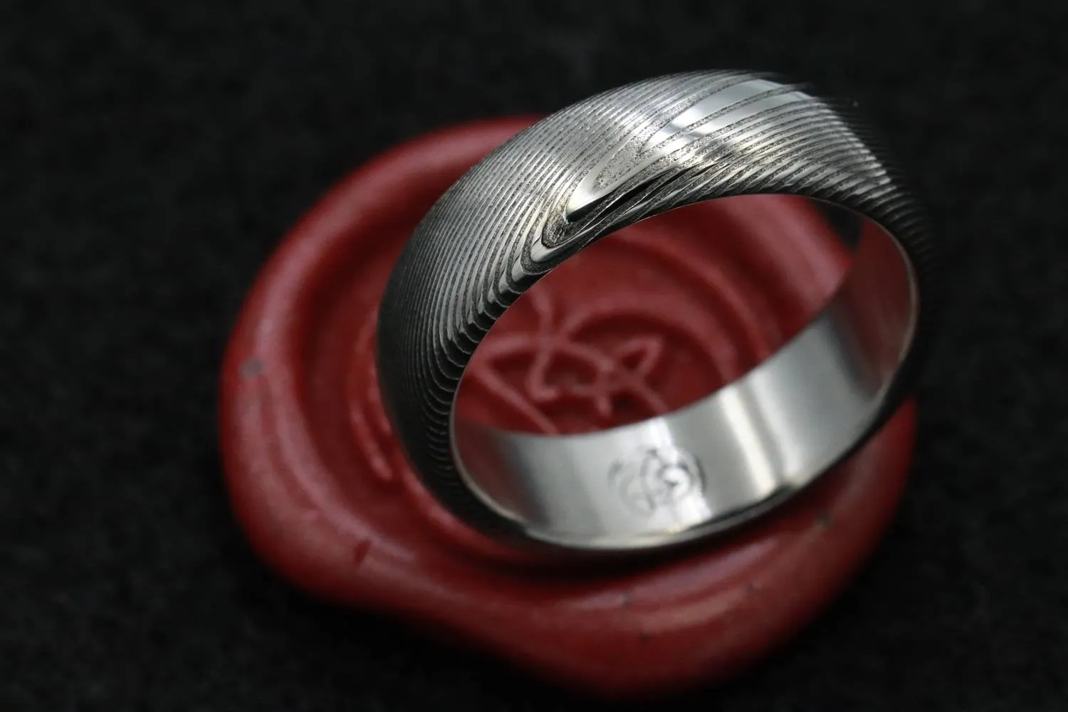 Damascus ring steel Damasteel"WOODGRAIN" Customizable ring! Med /light color etch damascus steel ring wooden ring woodgrain ring