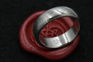 Damascus ring steel Damasteel"WOODGRAIN" Customizable ring! Med /light color etch damascus steel ring wooden ring woodgrain ring