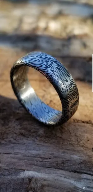 Damascus steel ring 8mm "dark black coral" Customizable ring! Damascus ring, genuine damascus steel ring, stainless damascus ring