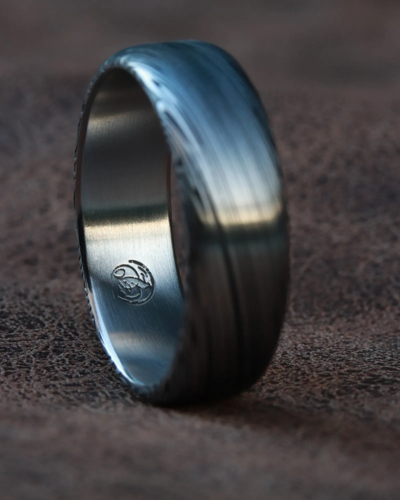 Damascus steel ring Stainless steel Damascus "LEAF" Customizable ring! Light/ medium color etch. Genuine damascus steel ring mens rings