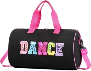 Dance Duffle Bag for Girls, Kids Toy Storage Bag,Weekend Bag,Overnight Bag,Gymnastics Bag Gift for Girls17"Lx9"Wx9"H (Colorful)