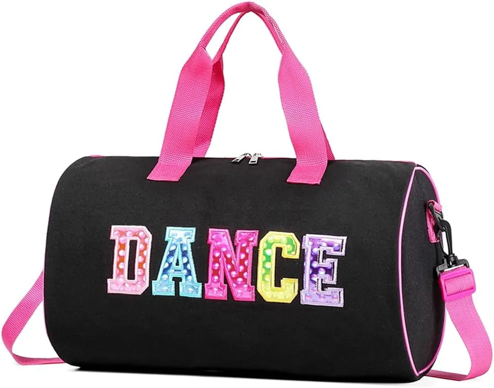Dance Duffle Bag for Girls, Kids Toy Storage Bag,Weekend Bag,Overnight Bag,Gymnastics Bag Gift for Girls17"Lx9"Wx9"H (Colorful)