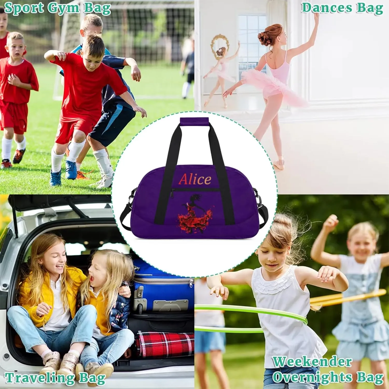 Dance Duffle-Bag for Teens Girls,Custom Ballet-Bag for Dancer,Carry-on Lightweight for Travel-Duffle,Overnight,Workout Dance Red