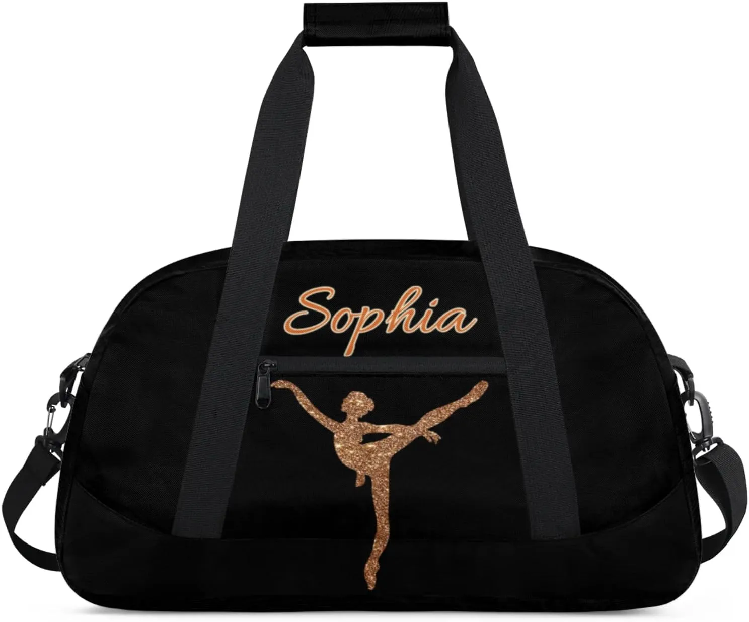 Dance Duffle-Bag for Teens Girls,Custom Ballet-Bag for Dancer,Carry-on Lightweight for Travel-Duffle,Overnight,Workout Gymnastics Sequins Golden