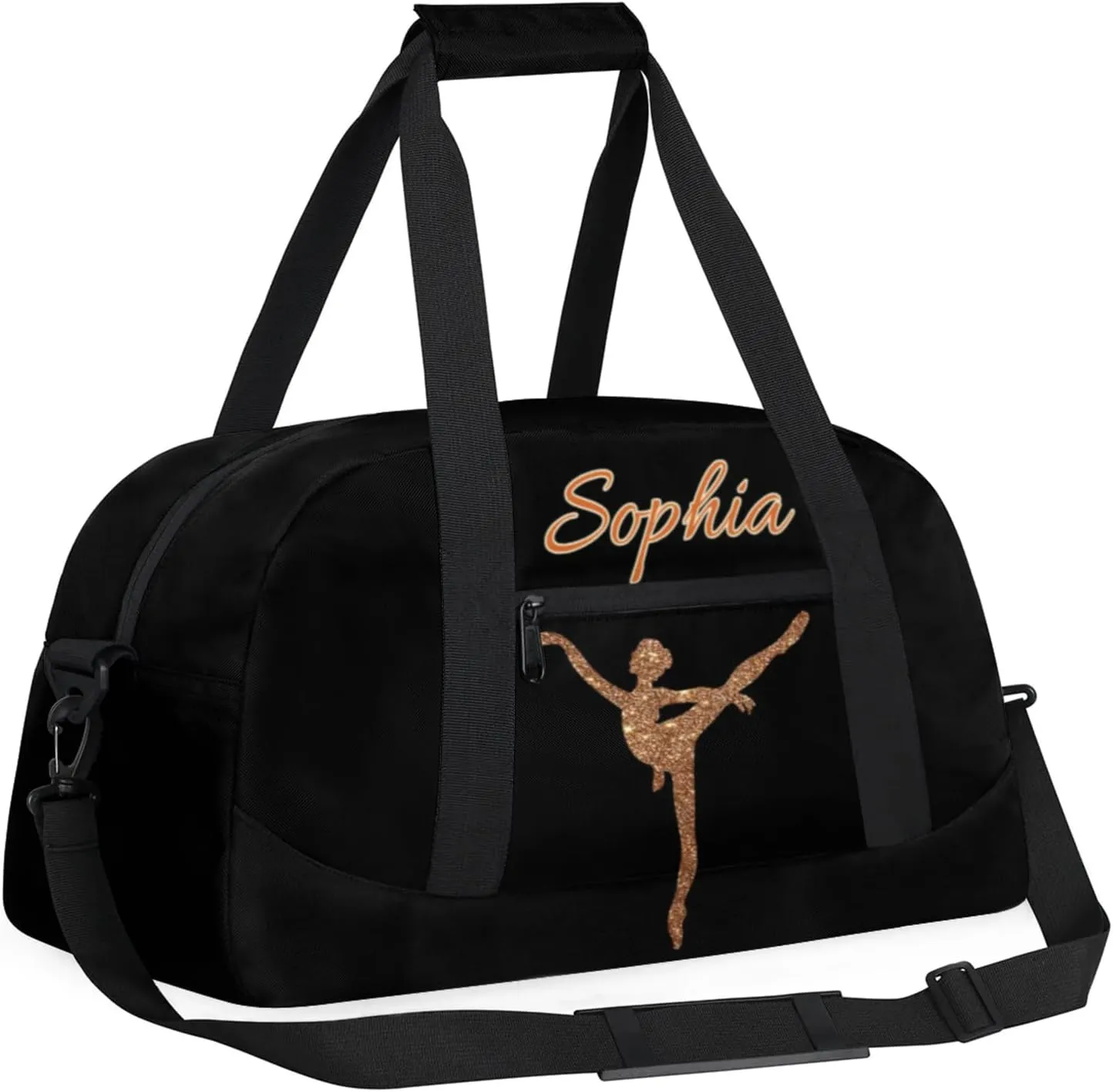 Dance Duffle-Bag for Teens Girls,Custom Ballet-Bag for Dancer,Carry-on Lightweight for Travel-Duffle,Overnight,Workout Gymnastics Sequins Golden