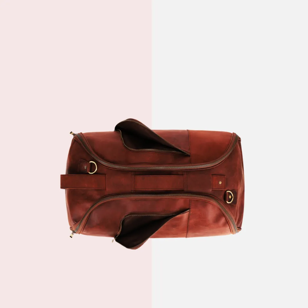Dark Vintage Leather Duffle Bag