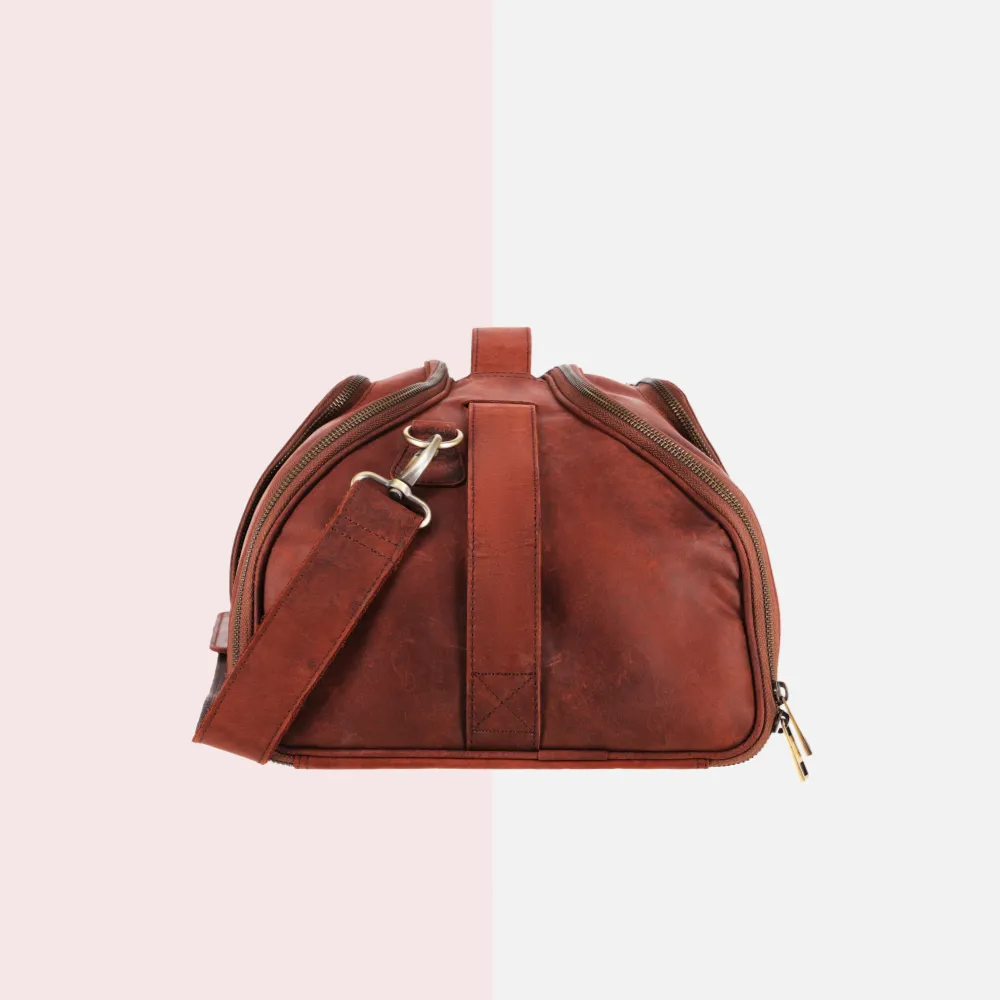 Dark Vintage Leather Duffle Bag