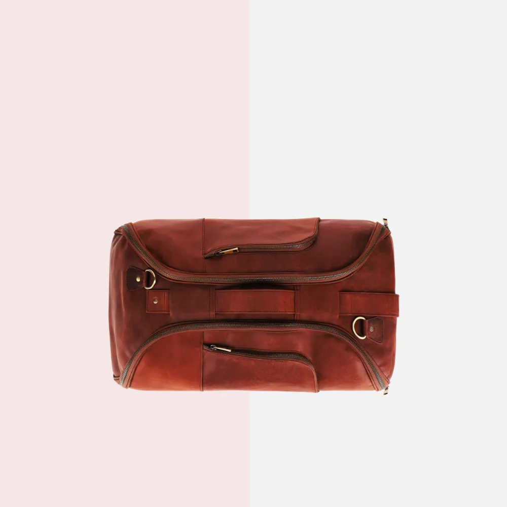 Dark Vintage Leather Duffle Bag