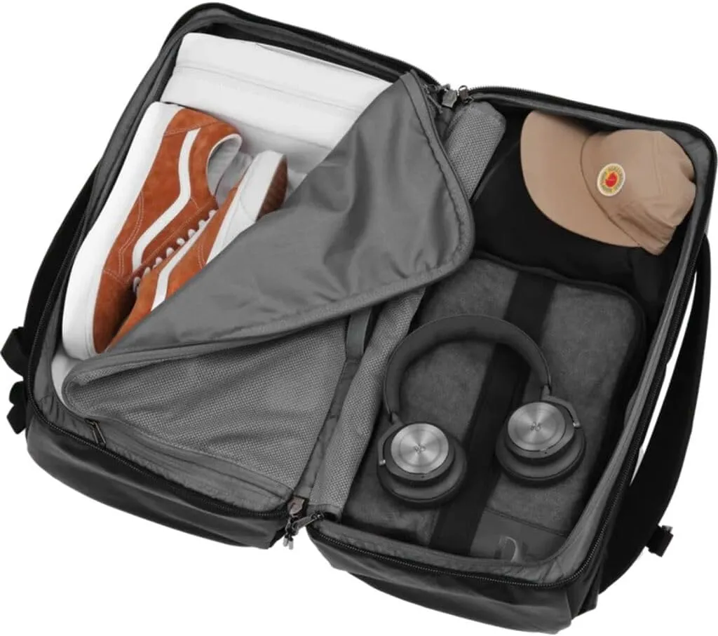 Db Journey Roamer Pro Split Duffel Bag, Travel Duffel Backpack, Convertible Weekender with Ergonomic Straps for Comfort, Carry On with Roller Bag Hook Up System, 50L - Black Out