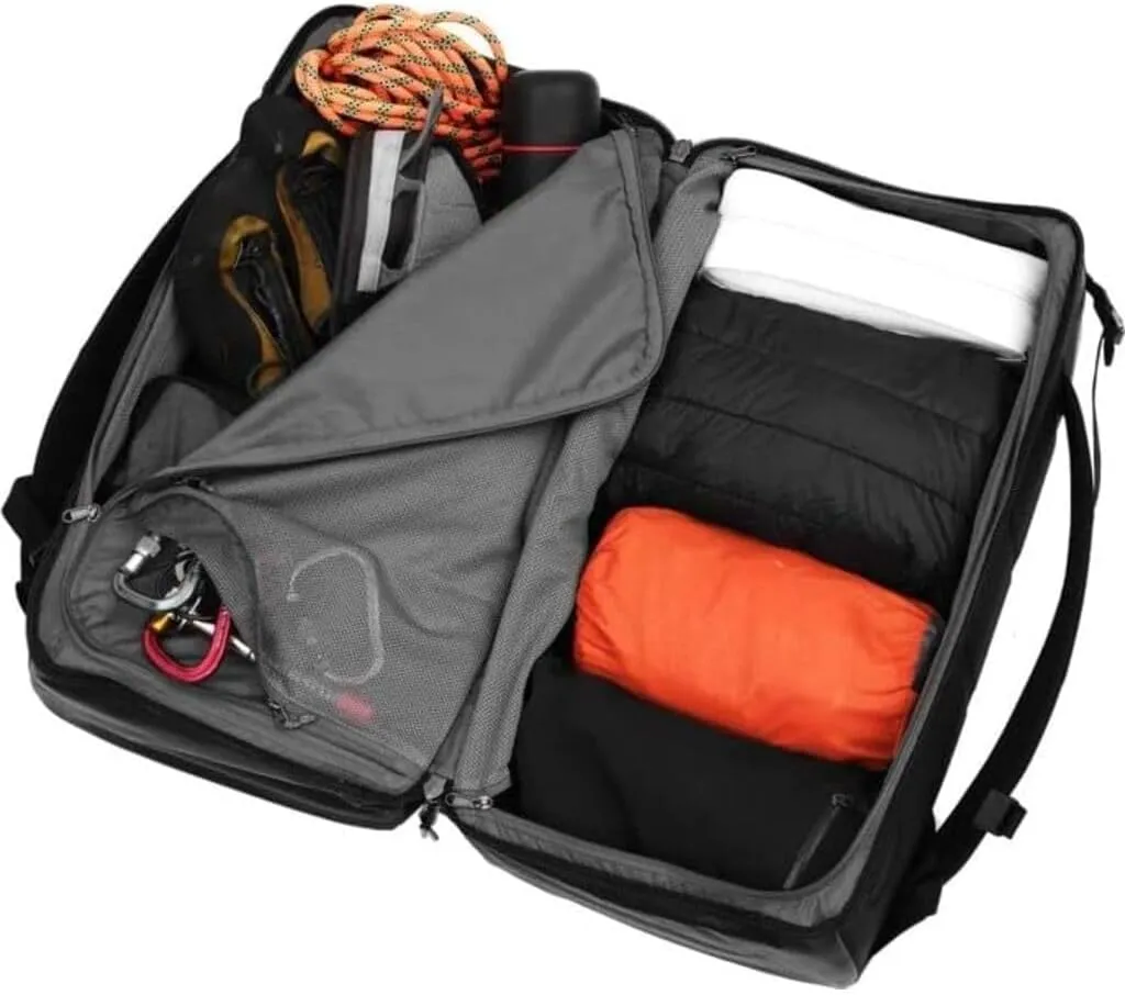 Db Journey Roamer Pro Split Duffel Bag, Travel Duffel Backpack, Convertible Weekender with Ergonomic Straps for Comfort, Carry On with Roller Bag Hook Up System, 90L - Black Out