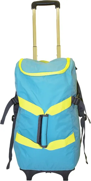 dbest products Smart Backpack, Teal and Yellow 4-in-1 Rolling Backpack Luggage Duffel Gym Bag Removable Dolly Laptop Tablet Pocket