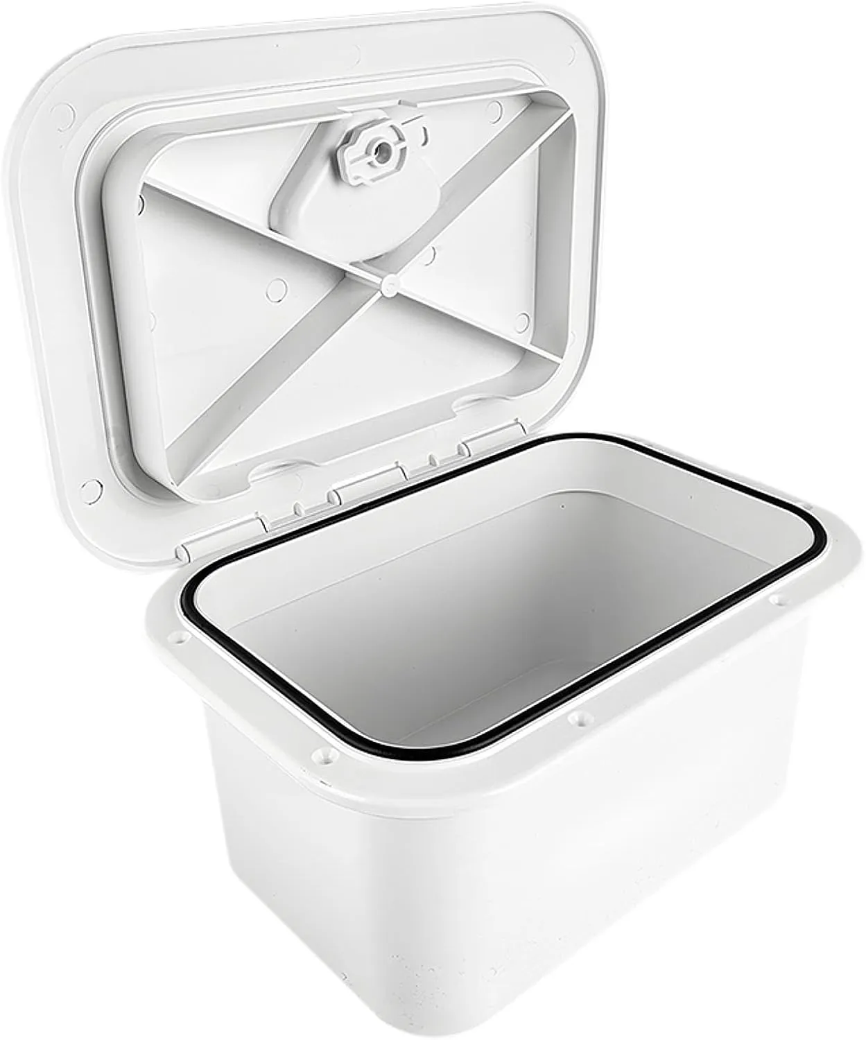 Deck Storage Box Tackle Box White Lockable Waterproof Boat Hatch Organizer with 270° Rotation
