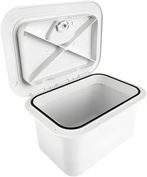 Deck Storage Box Tackle Box White Lockable Waterproof Boat Hatch Organizer with 270° Rotation