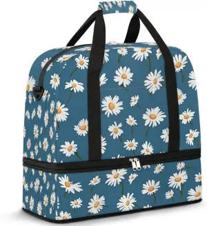 Delicate Flora Retro Pattern Travel Duffle Bag, Collapsible Travel Bag Sports Gym Bag With Shoes Compartment Weekender Bag Overnight Bag For Women Men