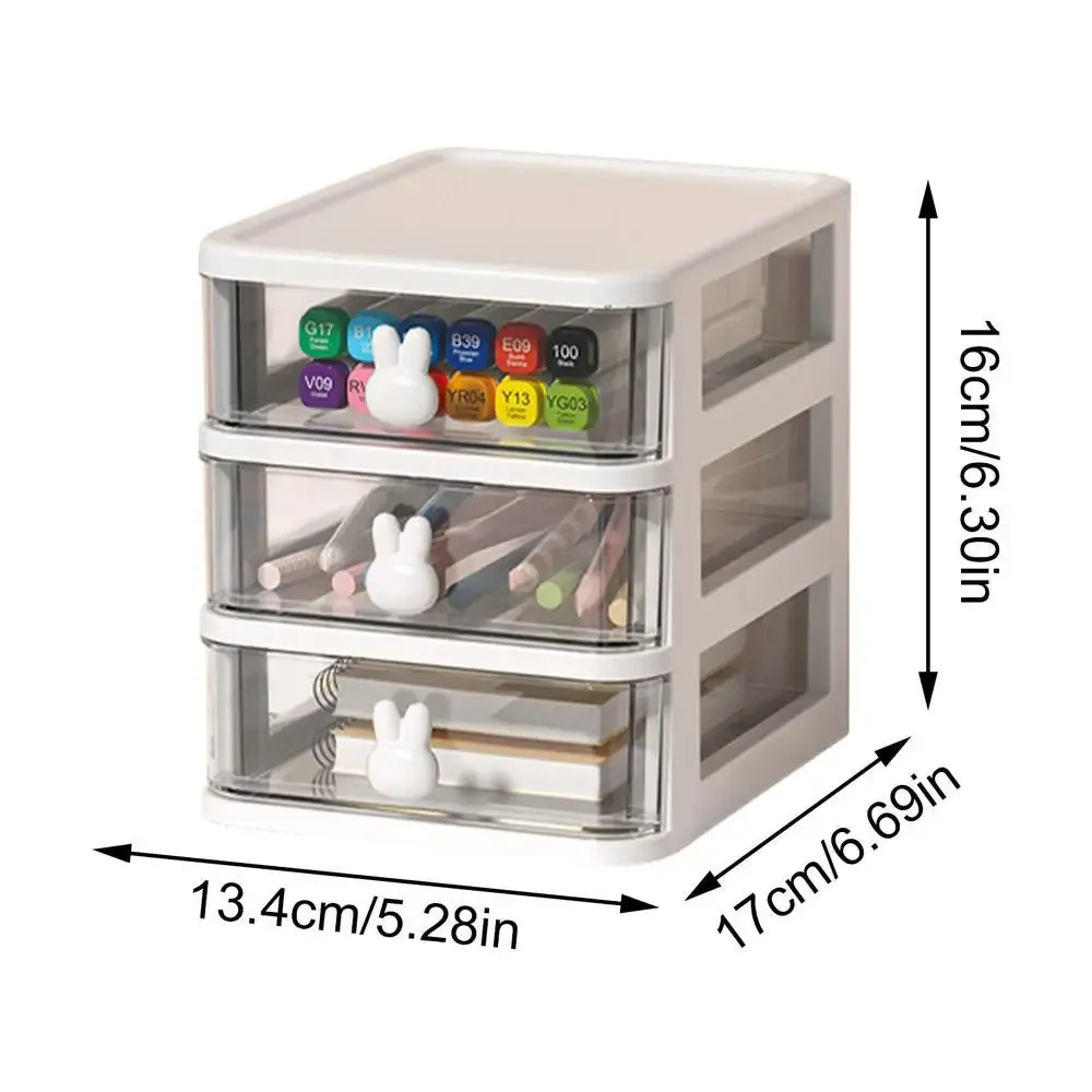 Desk Organizer Box Tabletop Cartoon Storage Organizer Cute Desk Accessories for Stationary Space Saving Box with Drawers