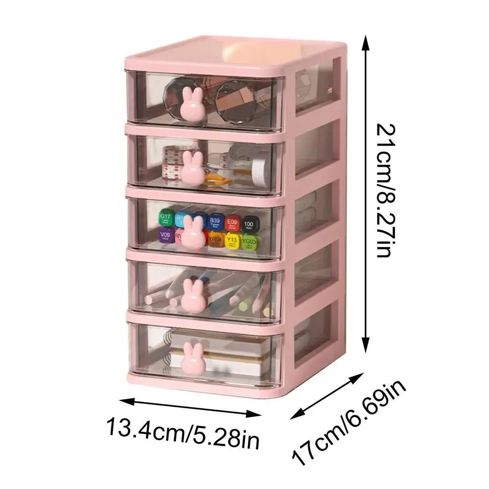 Desk Organizer Box Tabletop Cartoon Storage Organizer Cute Desk Accessories for Stationary Space Saving Box with Drawers